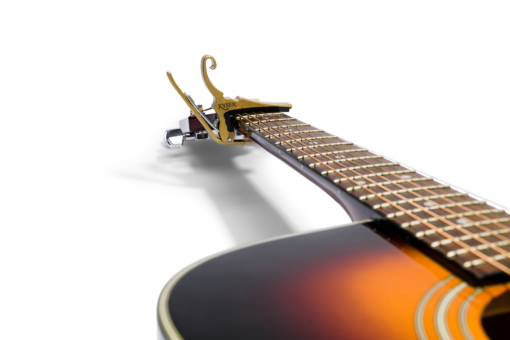 Kyser® Quick-Change® for 6 String Acoustic Guitars Gold On Guitar