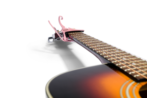 Kyser® Quick-Change® for 6 String Acoustic Guitars Pink On Guitar