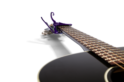 Kyser® Quick-Change® for 6 String Acoustic Guitars Purple On Guitar