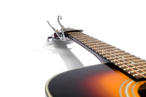 Kyser® Quick-Change® for 6 String Acoustic Guitars Silver On Guitar